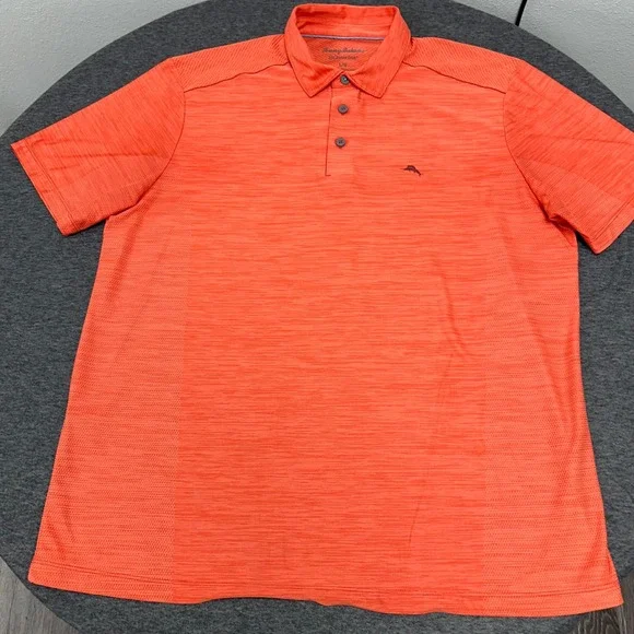 Tommy Bahama IslandZone Polo Shirt Vibrant Coral Performance Golf Large Beach - Picture 10 of 13